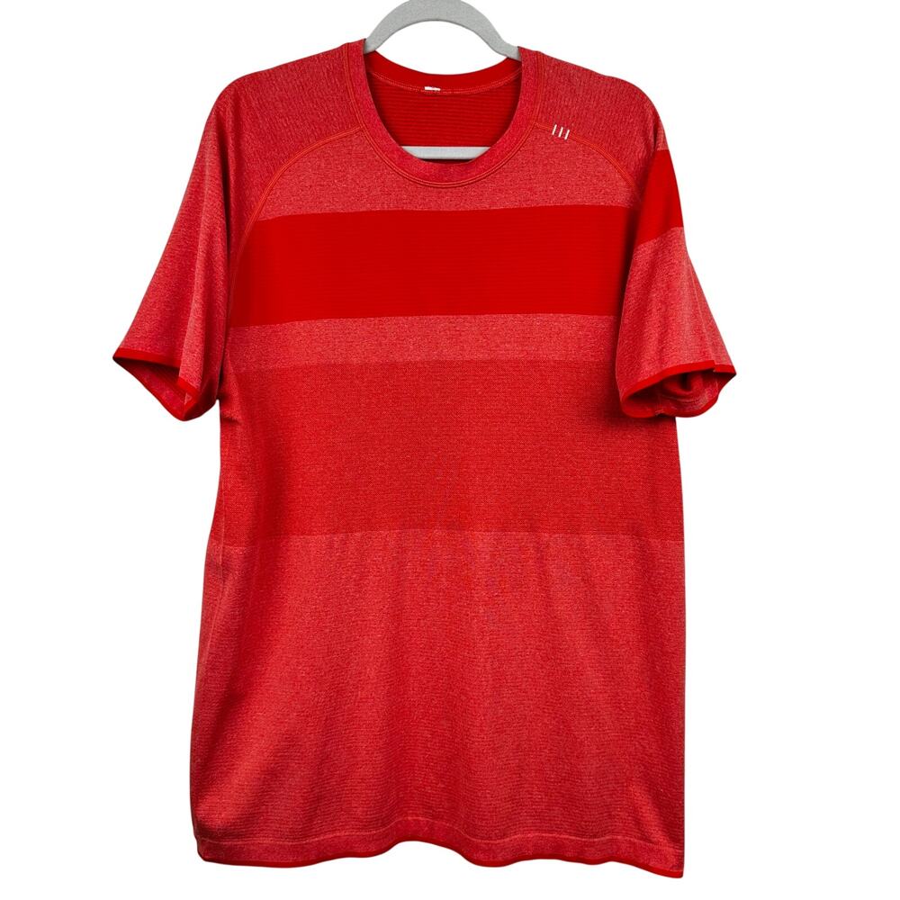 Lululemon Men's Metal Vent Tech Short Sleeve Shirt Orange XL Active Gym Athletic